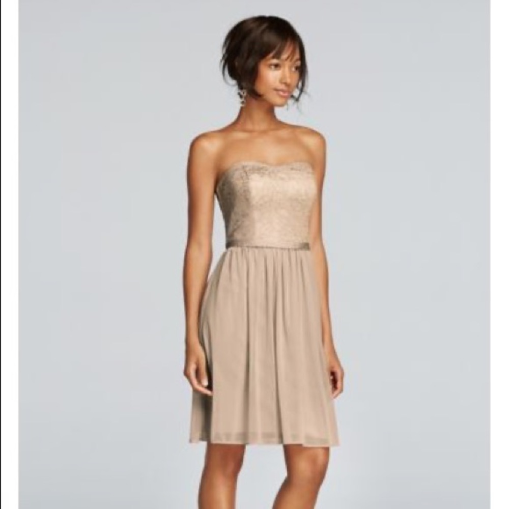 David’s Bridal Strapless Lace Bridesmaids Dress